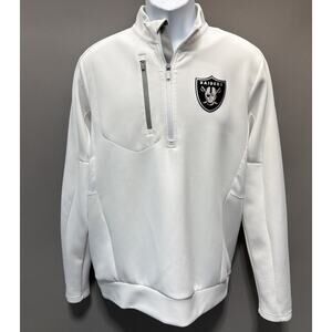 Las Vegas Raiders Antigua Men's M White Metallic 1/4 Zip Generation Pullover